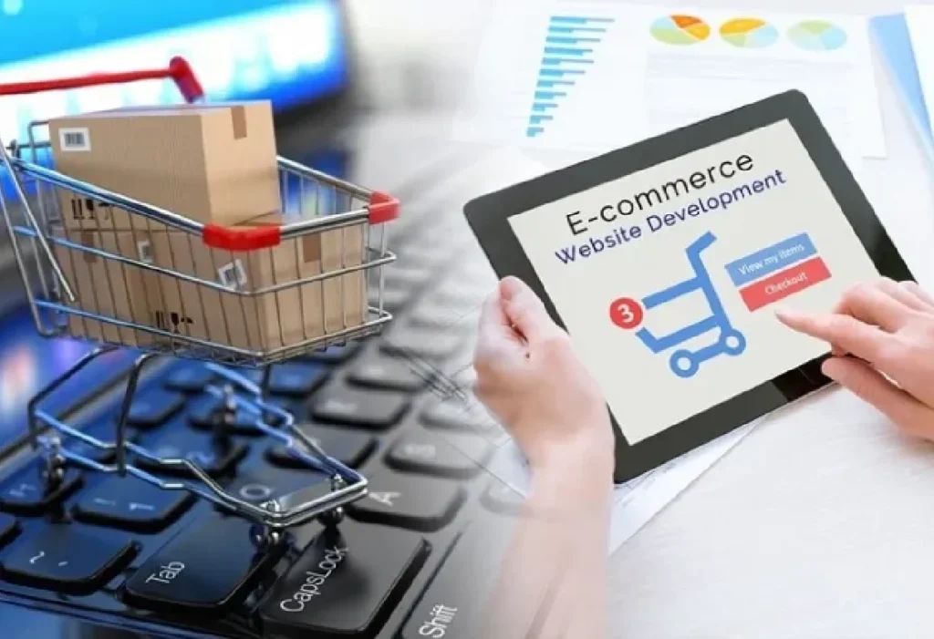 E-commerce shopping website on tablet