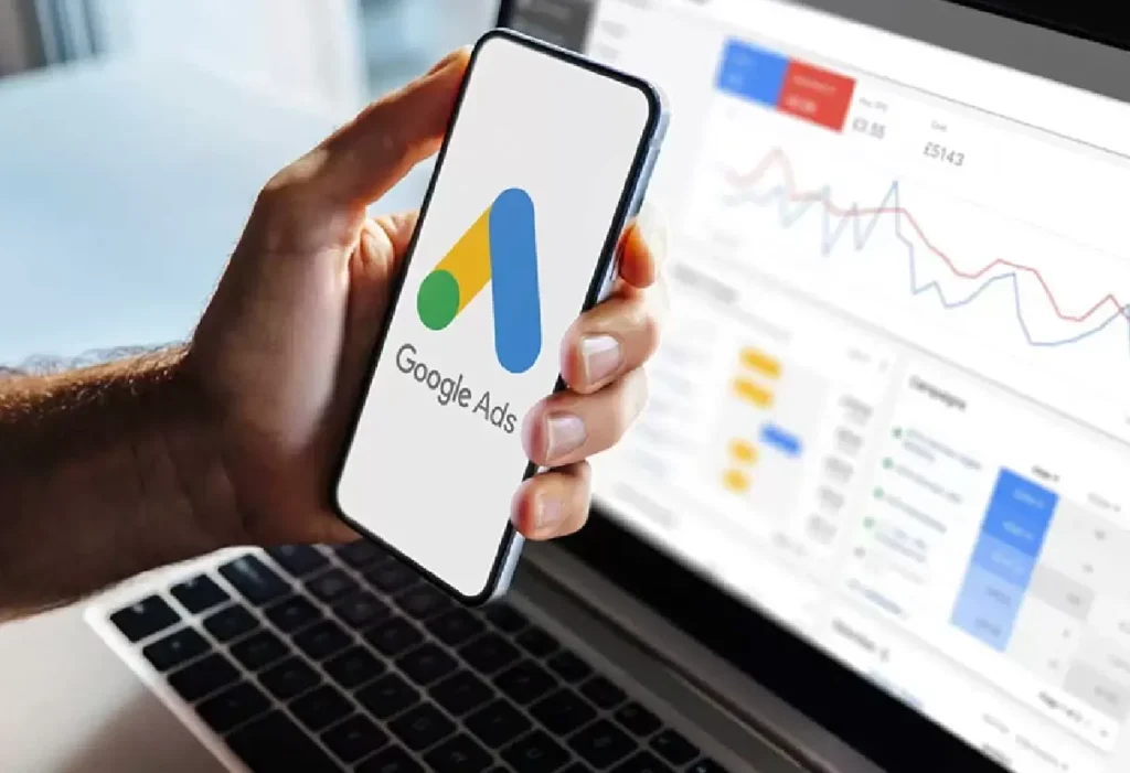Google Ads campaign analytics on smartphone