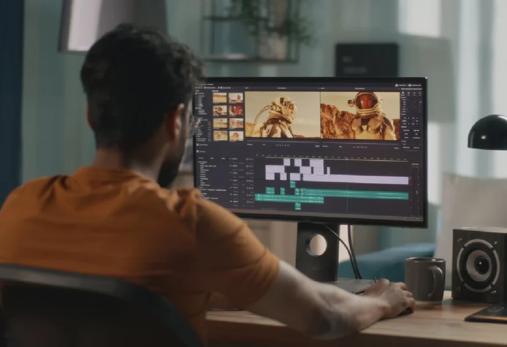 Video editor working on digital content