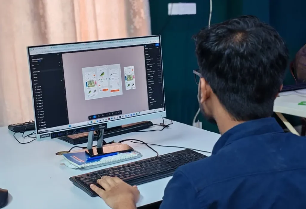 Website design displayed on computer screen