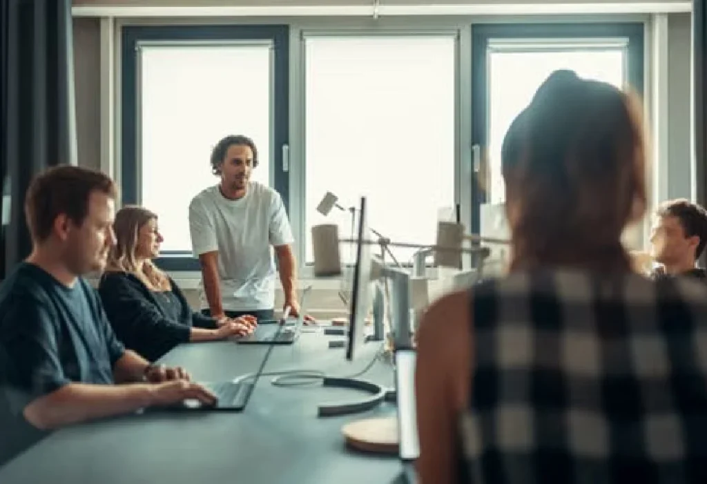 Corporate team meeting in an office