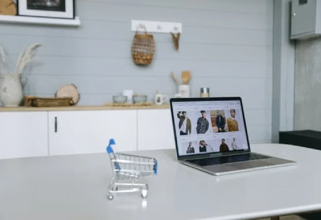 E-commerce website displayed on laptop
