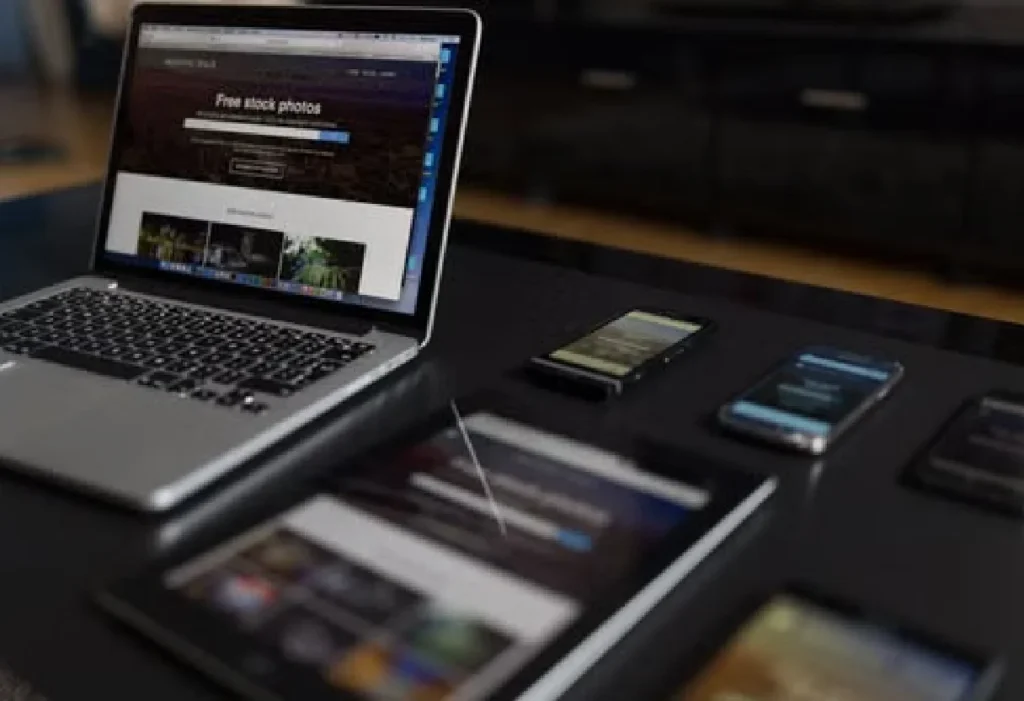 Landing page design on laptop