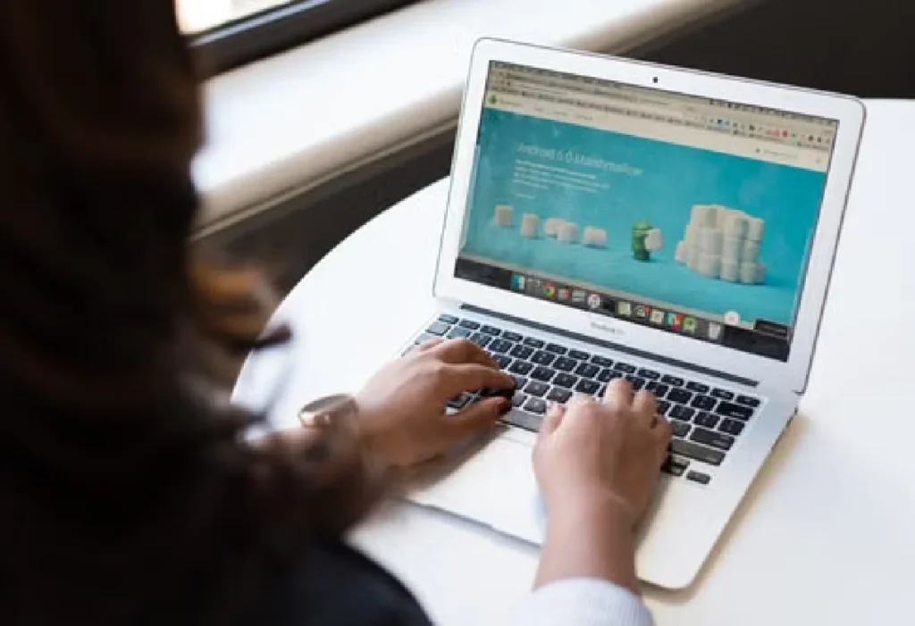 Website redesign on laptop