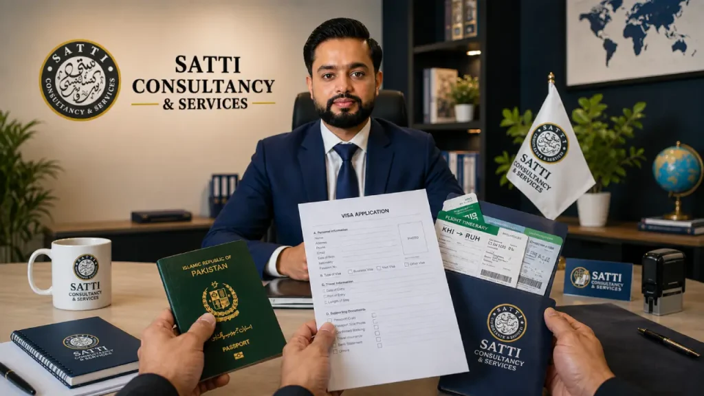 Saudi 1-Year Multiple Entry Visa for Pakistani GCC Residents 3 Waqass Javed Satti presenting visa application documents