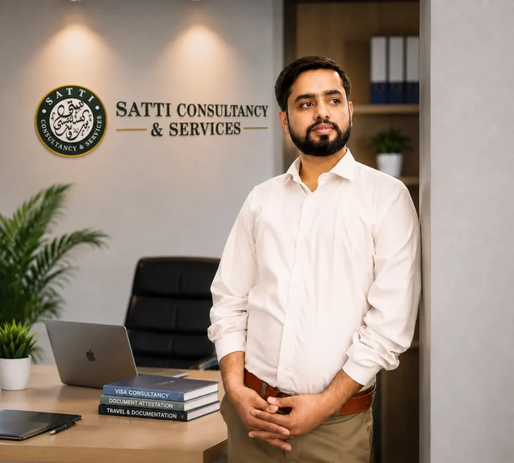 Muhammad Waqas Javed Satti at Satti Consultancy office